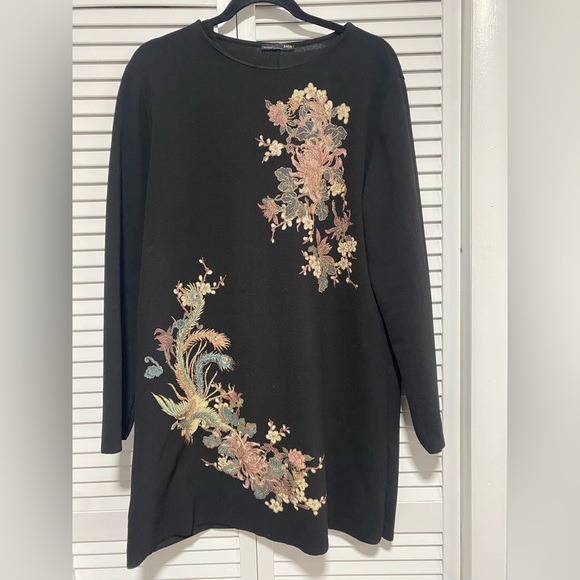 Zara Black A Line Japanese Inspired Dress Size XL - Picture 1 of 11